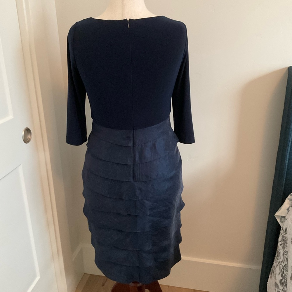 Adrianna Papell Navy Long Sleeve Dress
